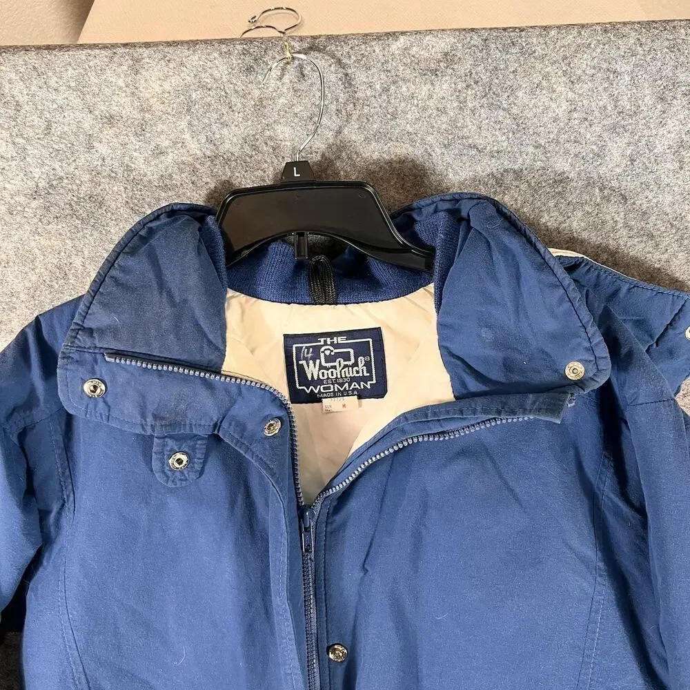 Vtg Woolrich‎ Mens Parka Jacket LARGE Blue Long / Lined USA Made/ Small Flaw